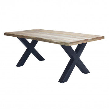 Tavolo con struttura in metallo e piano in legno di mango 200x100 cm