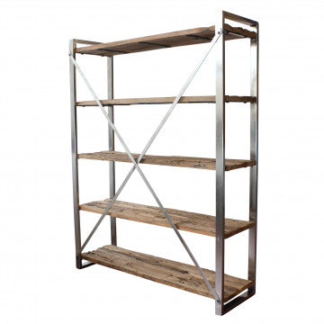 Mobile in legno riciclato con 5 ripiani 118x37x218 cm