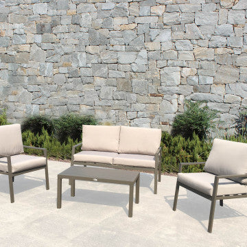 Salotto 2 Posti Helsinki Alluminio Beige 128x77x79 cm