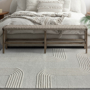 Tappeto tessuto lana e cotone 160x230 cm colore avorio