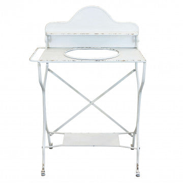 Catino in acciaio con struttura in ferro, dimensioni 69x42x103,5 cm