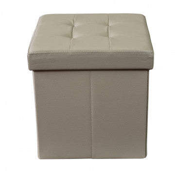 Pouf contenitore quadrato in ecopelle naturale 38x38x38 cm