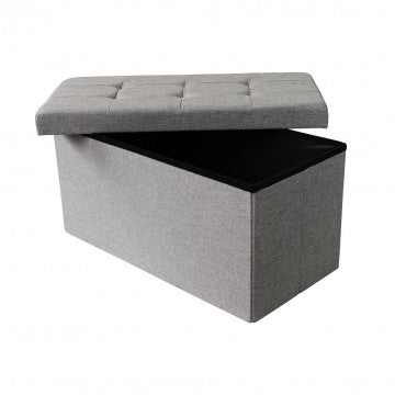 Pouf contenitore rettangolare in tessuto grigio 76x38x38 cm