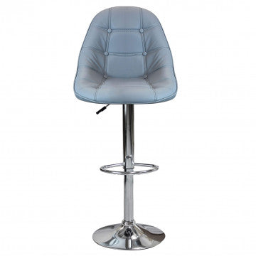Sgabello regolabile in metallo e ecopelle grigia, altezza 95-116 cm