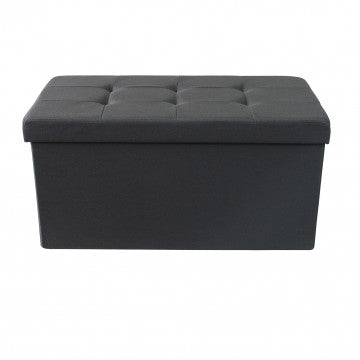 Pouf contenitore rettangolare in tessuto nero 76x38x38 cm