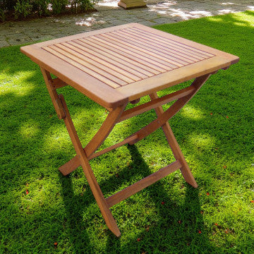Tavolino pieghevole in legno di acacia in giardino, superficie a listelli, struttura compatta e facile da riporre, SKU: AC805066