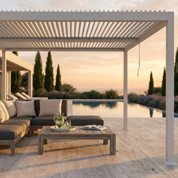 Pergola bioclimatica 3x3 metri con lamelle orientabili e struttura in alluminio