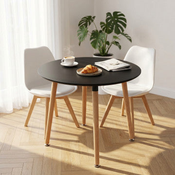 Tavolo rotondo piano ABS nero gambe legno diametro 80 cm altezza 75