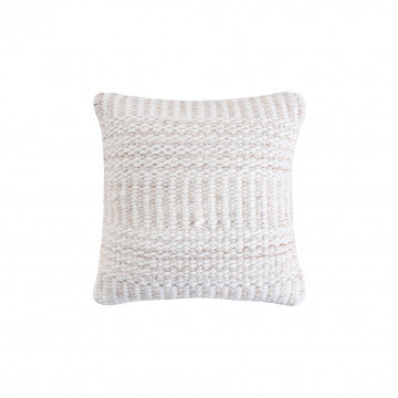 Cuscino in cotone e lana avorio, dimensioni 45x45 cm, altezza 8 cm