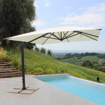 Ombrellone quadrato 4x4 m telo poliestere beige con palo alluminio