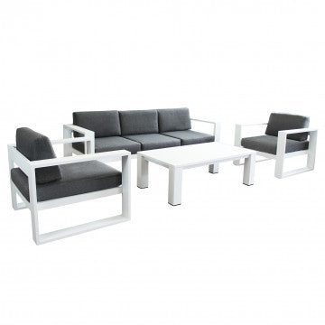 Divano 3 posti alluminio verniciato con cuscini removibili 227x85 cm