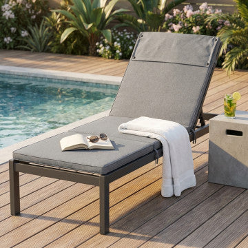 Cuscino sfoderabile idrorepellente in poliestere grigio chiaro 59x194,5x4cm