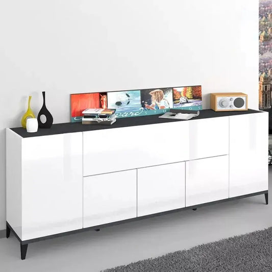 Credenza Sunrise 4 Ante + 1 Vano a Ribalta 200 Bianco Lucido Credenze Italy Web forniture   
