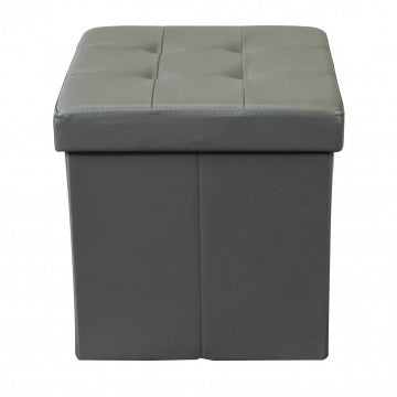 Pouf contenitore quadrato in ecopelle grigio 38x38x38 cm