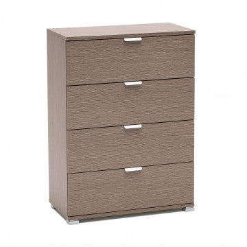 Cassettiera 4 cassetti in truciolare bilaminato rovere grigio 60x38x85cm