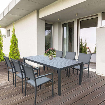 Tavolo alluminio allungabile 200/300x100 cm altezza 74 antracite
