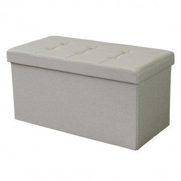 Pouf contenitore rettangolare in tessuto tortora 76x38x38 cm