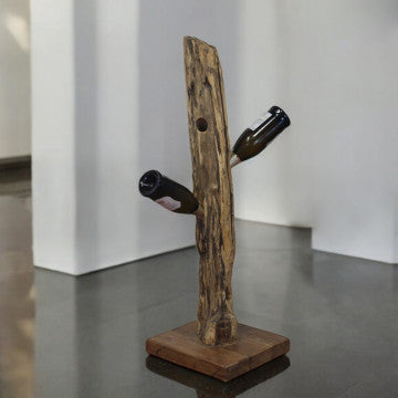 Porta bottiglie in legno di teak, dimensioni 30x35x100 cm