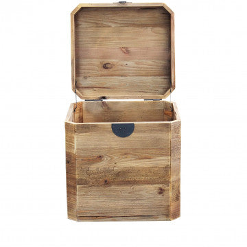 Baule in legno di pino riciclato, 52x48x55 cm, colore marrone