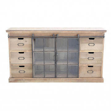 Mobile in legno con 2 ante e 6 cassetti, 147,5x39x81,5 cm
