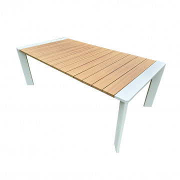 Tavolo alluminio verniciato piano effetto legno 200/250x100x75 cm