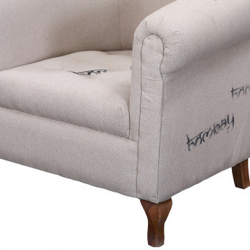Poltrona struttura legno di mango, seduta in stoffa, 76x76x90 cm