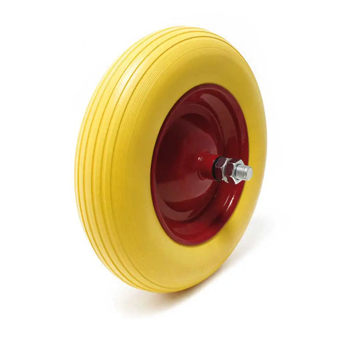 Rueda de carretilla de poliuretano a prueba de pinchazos | Diámetro 35 cm, Buje 150 mm, Eje 12 x 210 mm