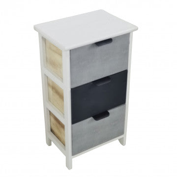 Mobiletto in legno con 3 cassetti, dimensioni 34x25x60,5 cm