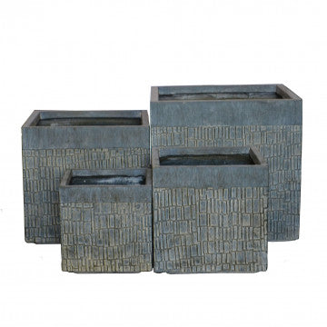 Set 4 vasi in fibra sintetica grigio scuro, dimensioni multiple