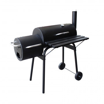 Barbecue a carbonella con affumicatore, struttura acciaio nero 110x64x113,5 cm