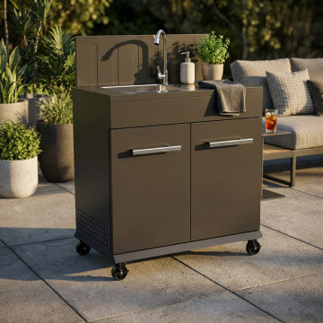 Modulo cucina con lavello in acciaio verniciato nero 82x46,5x109,5 cm