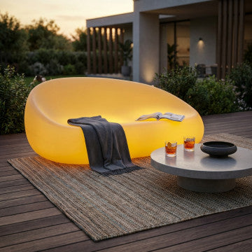 Divano luminoso polietilene giallo 180x88x86 cm ricaricabile USB