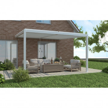 Pergola bioclimatica addossata alluminio lamelle orientabili 3x4m