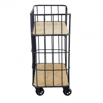 Mobile in ferro e legno con 2 ripiani - 72 x 38,5 x 86,5 cm