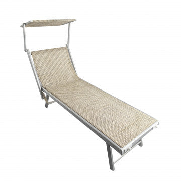 Lettino 3 posizioni in alluminio e textilene, 155x75 cm, portata 120 kg