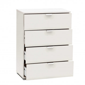 Cassettiera 4 cassetti in truciolare bilaminato bianco 60x38x85 cm