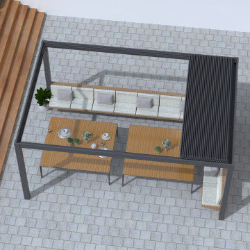 Pergola bioclimatica retrattile motorizzata con lamelle orientabili 400x400cm