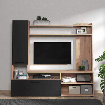 Soggiorno rovere artigiano e nero, truciolare bilaminato, 168,5x35x157 cm