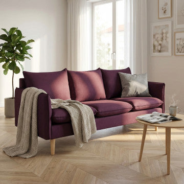 Divano 3 posti in tessuto con gambe in legno 188x84x51 cm