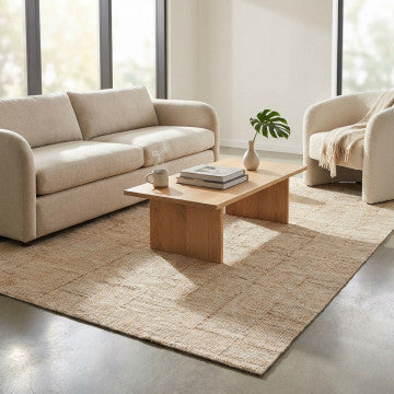 Tappeto in lana e juta beige 160x230 cm, spessore 1 cm, peso 4,4 kg