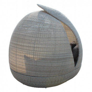 Conchiglia in alluminio e wicker con 8 cuscini, 180x210x192 cm