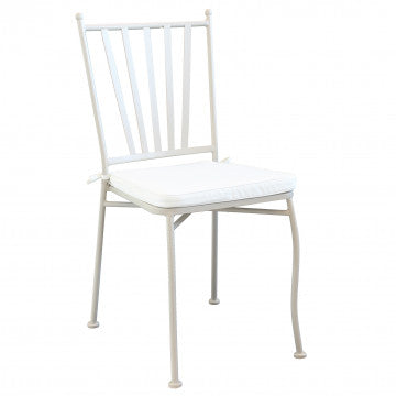 Sedia in acciaio verniciato tortora con cuscino beige 41x42x90 cm