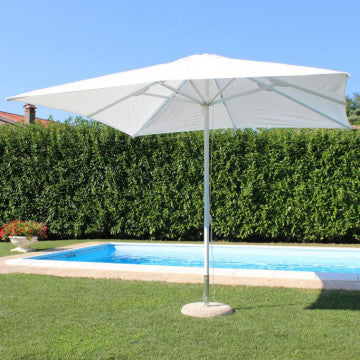 Ombrellone quadrato 3x3 m telo poliestere bianco 235 gr palo alluminio