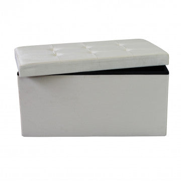 Pouf contenitore rettangolare in velluto beige 76x38x38 cm