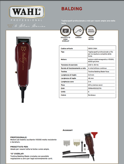 WAHL PROFESSIONAL TAGLIACAPELLI 5 STAR SERIES BALDING