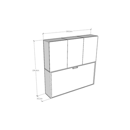 Disegno tecnico della composizione Kando con misure dettagliate, utile per progettare soluzioni d’arredo salvaspazio personalizzate.