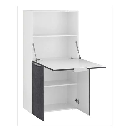 Scrivania Salvaspazio Dalia - Anta Ribaltabile, Made in Italy, Bianco