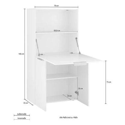 Scrivania Salvaspazio Dalia - Anta Ribaltabile, Made in Italy, Bianco