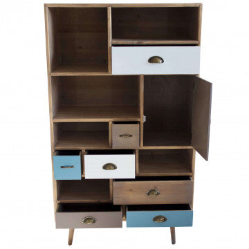 Mobiletto Perth struttura MDF gambe pino 80x36,5x139 cm 6 ripiani