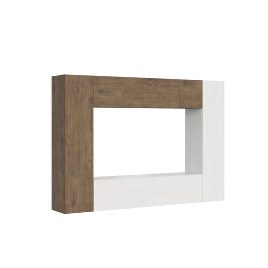 Parete Soggiorno Modulare Isoka A06 - L.254 H.173,6 P.39 in finitura legno e bianco, design moderno per arredamento salotto funzionale.